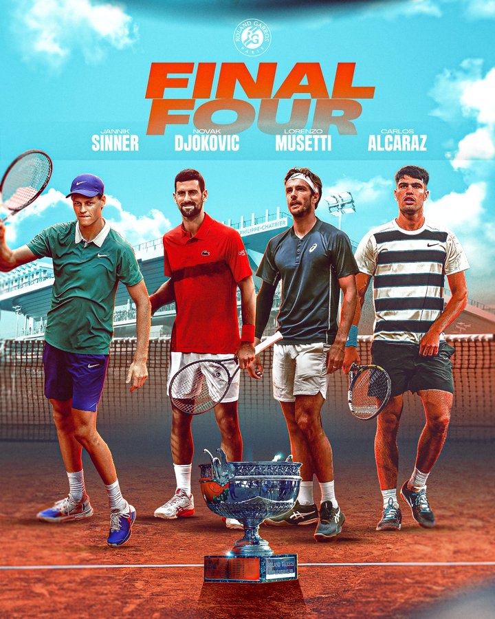 mk体育平台网页版入口法网男单半决赛赛程:德约vs辛纳不早于明天凌晨1点开始